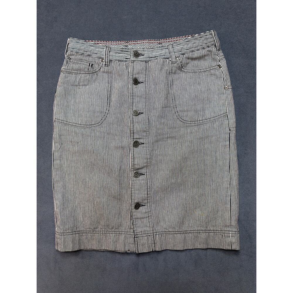 Patagonia Skirt Womens 6 Blue White Stripe Organic Cotton Denim Button